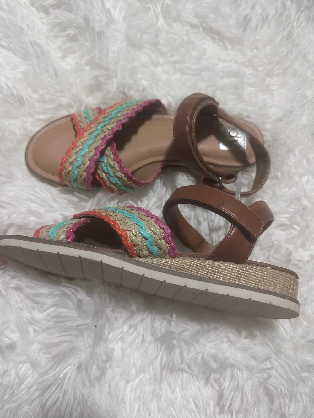 New Dolce Vita Brown Ankle Strap Sandals with Multicolor Braided Straps sz 4